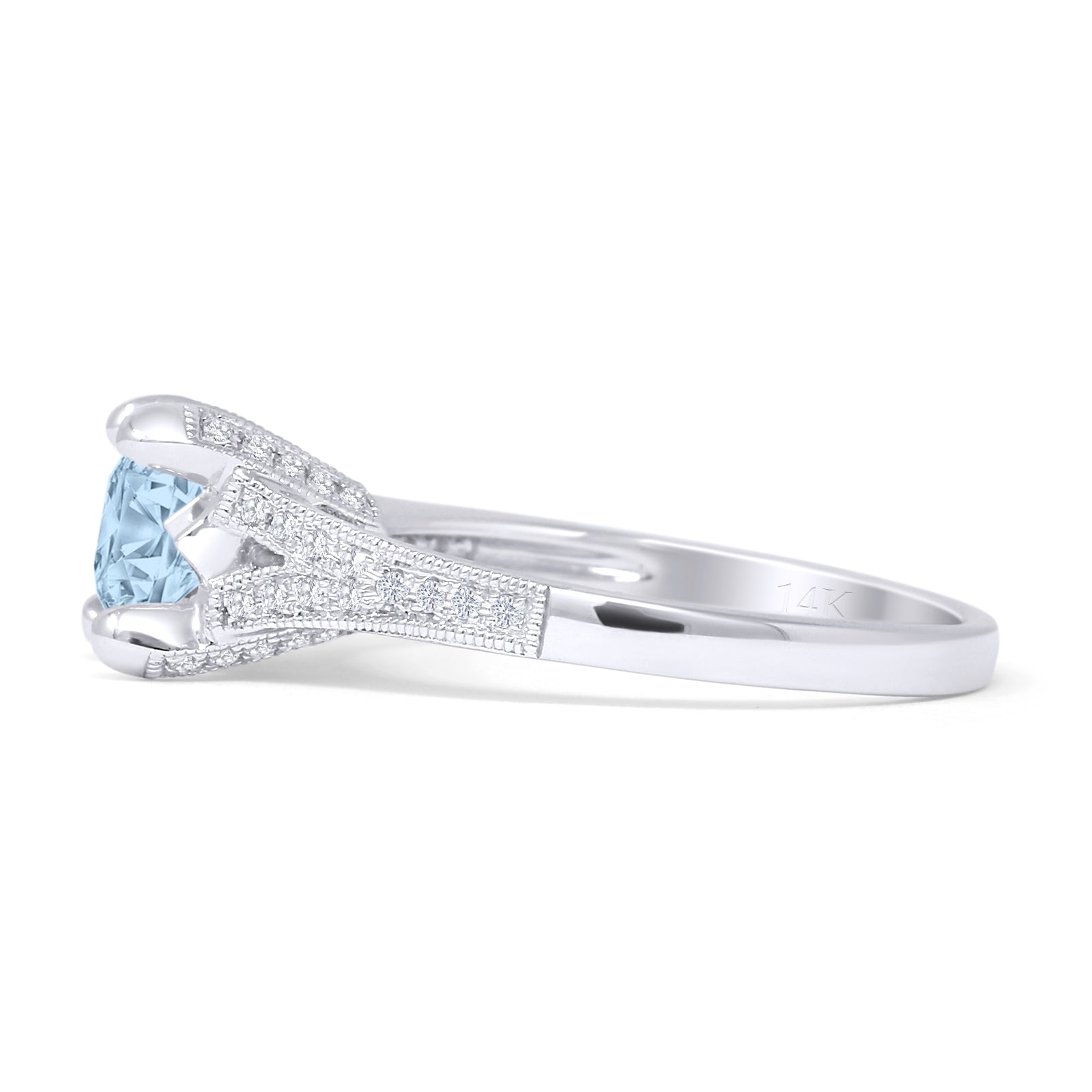 Round Split Shank Diamond Gold Ring