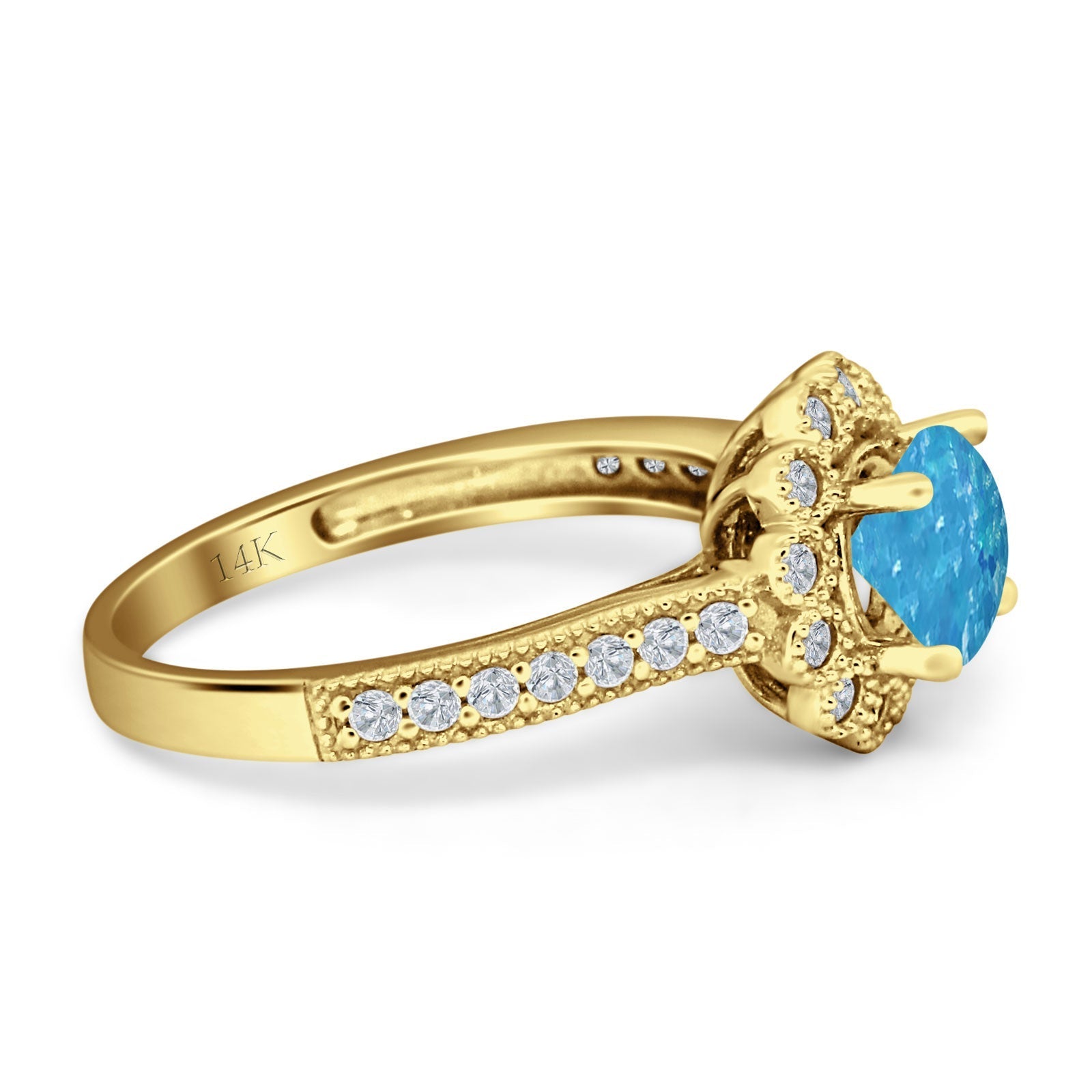 Round Flower Vintage Style Gold Ring