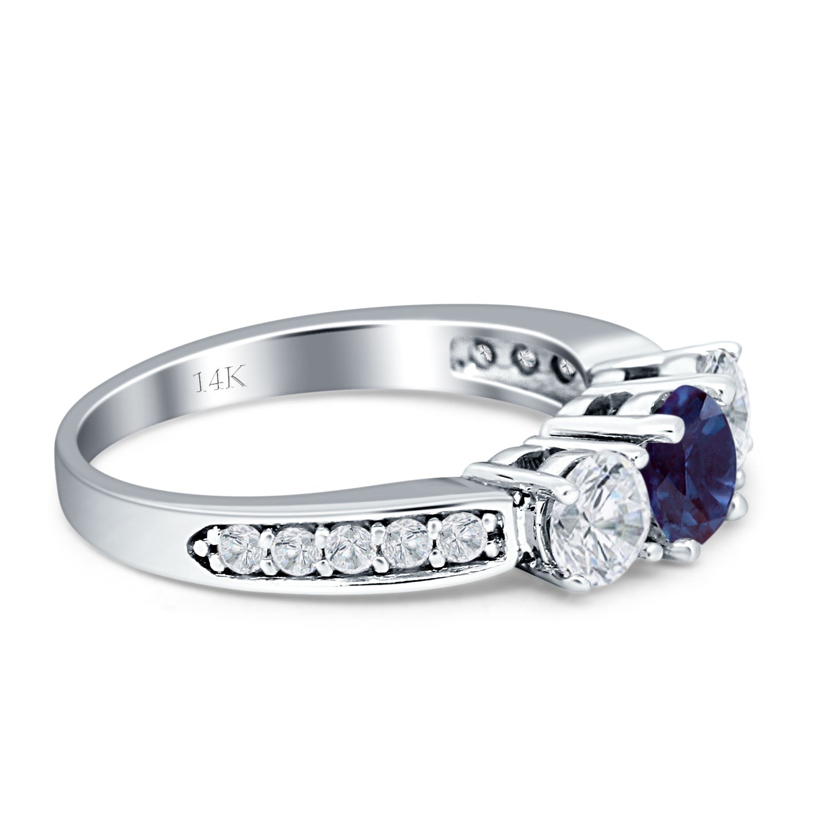 Three Stone Round Gold Ring