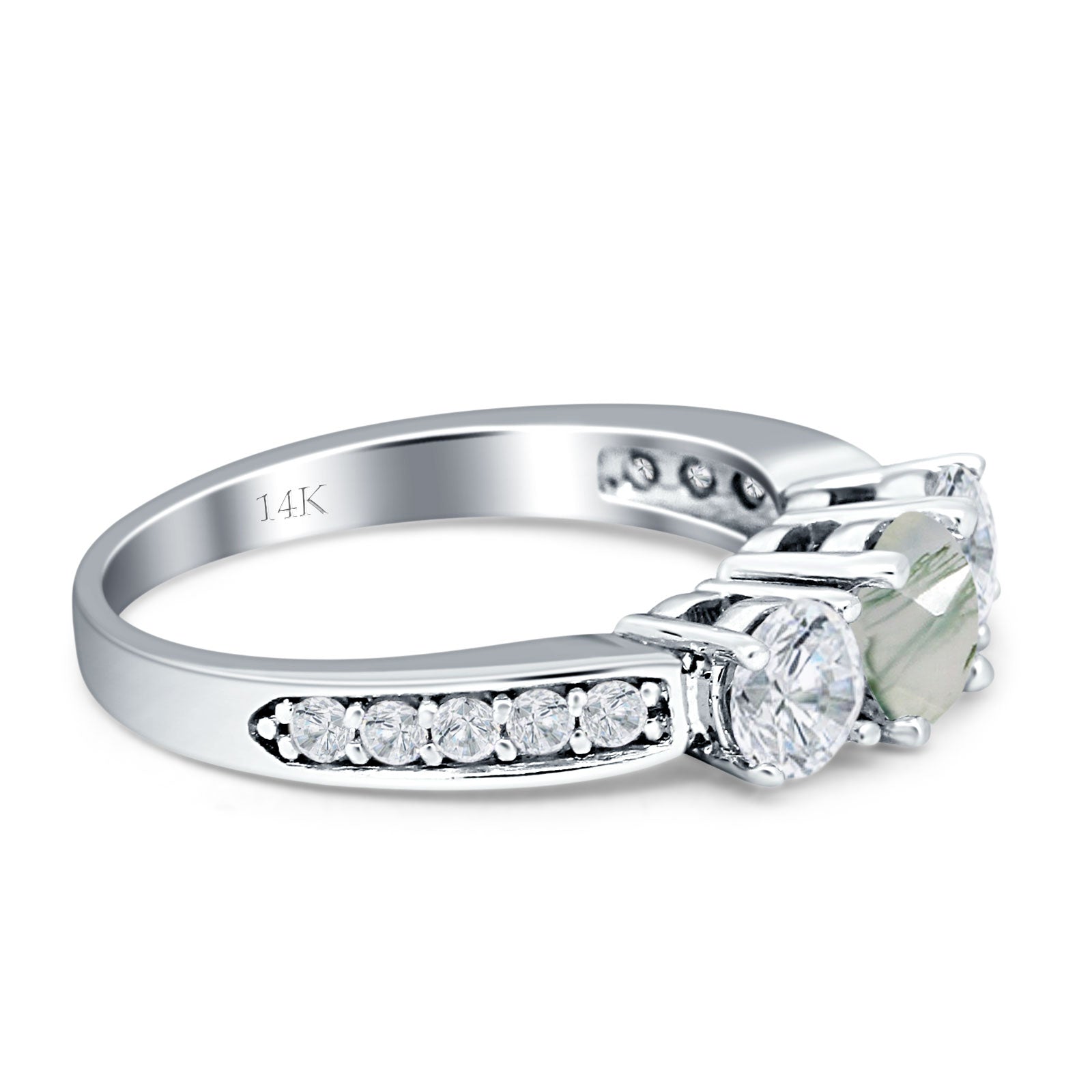 Three Stone Round Gold Ring