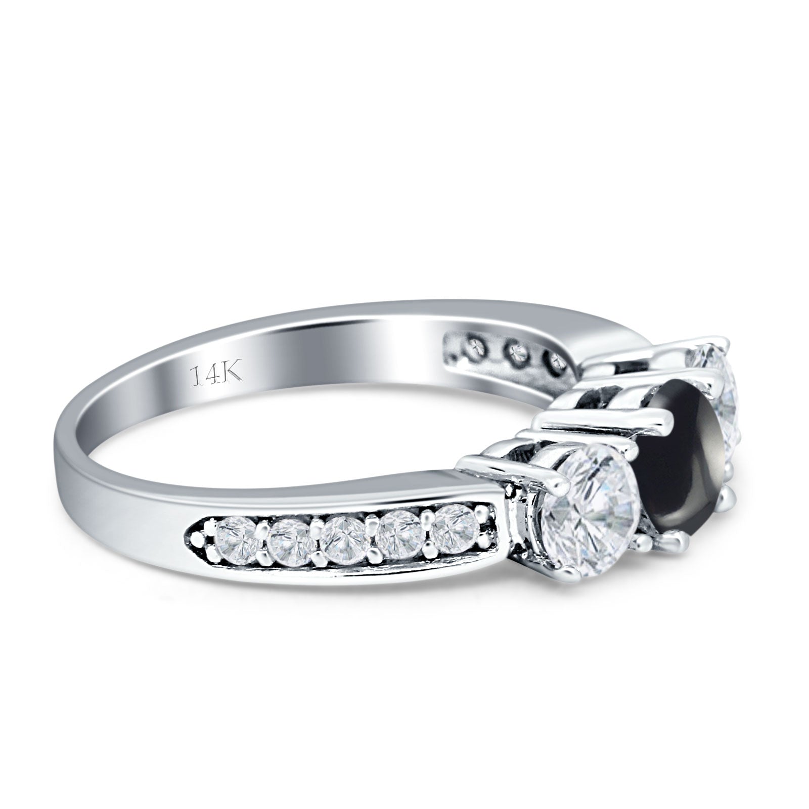 Three Stone Round Gold Ring