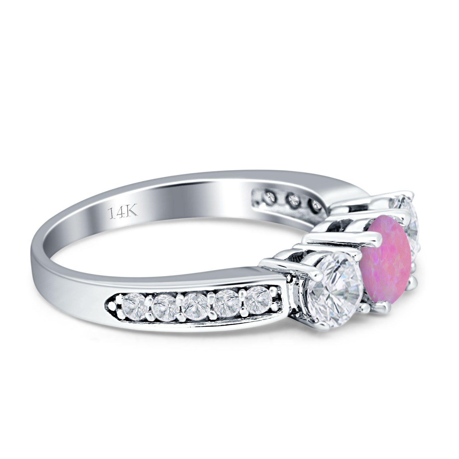 Three Stone Round CZ Gold Ring