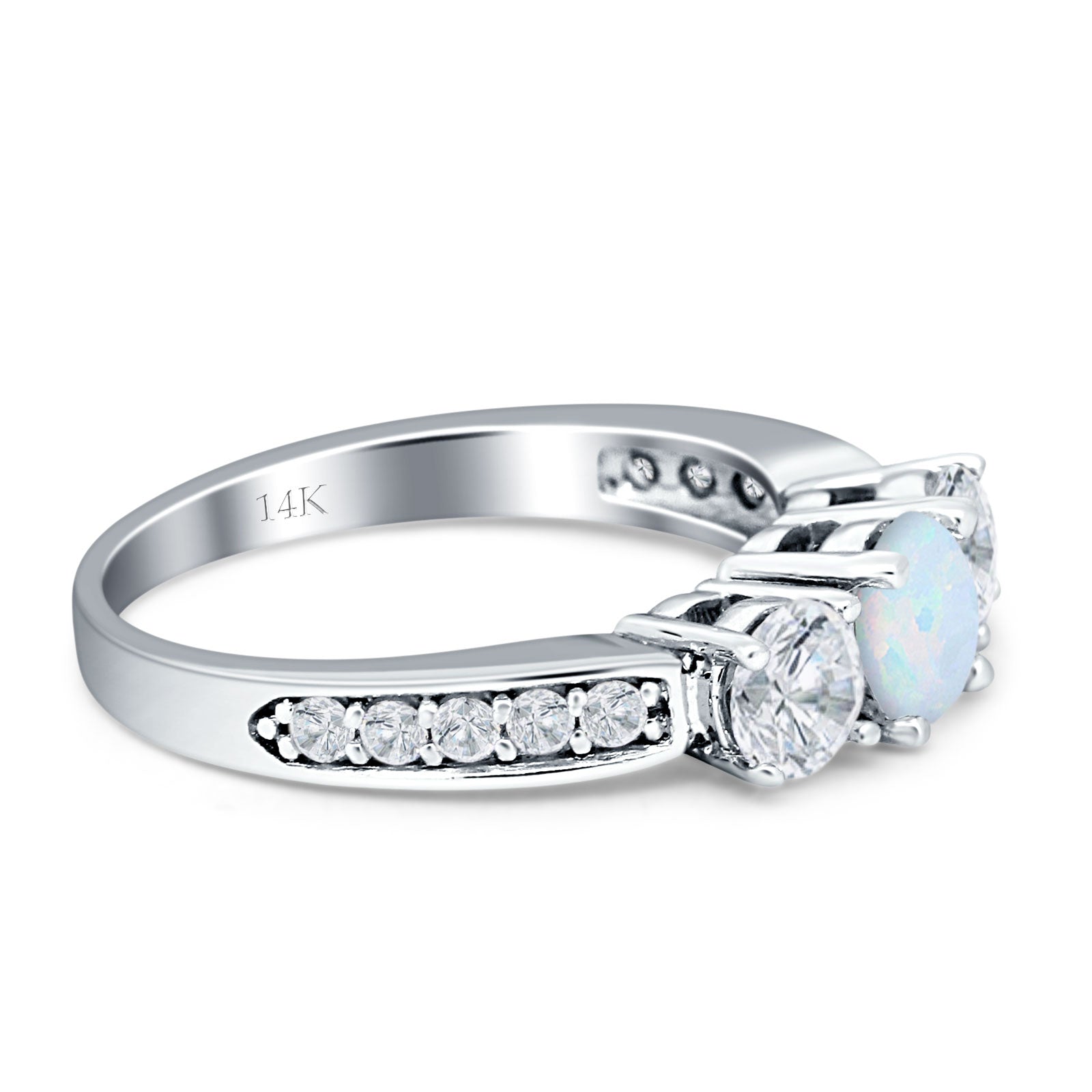 Three Stone Round CZ Gold Ring