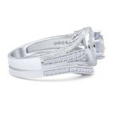 Two Piece Round Halo Split Shank Bridal Gold Ring