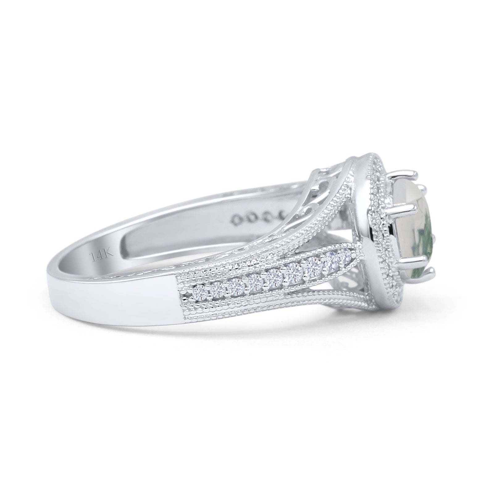 Round Halo Split Shank Bridal Gold Ring