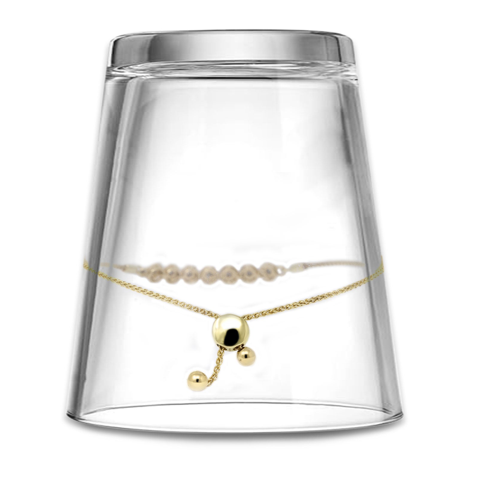 14K Gold 9 Twist Rope Chain Round Natural Diamond Adjustable Bracelet