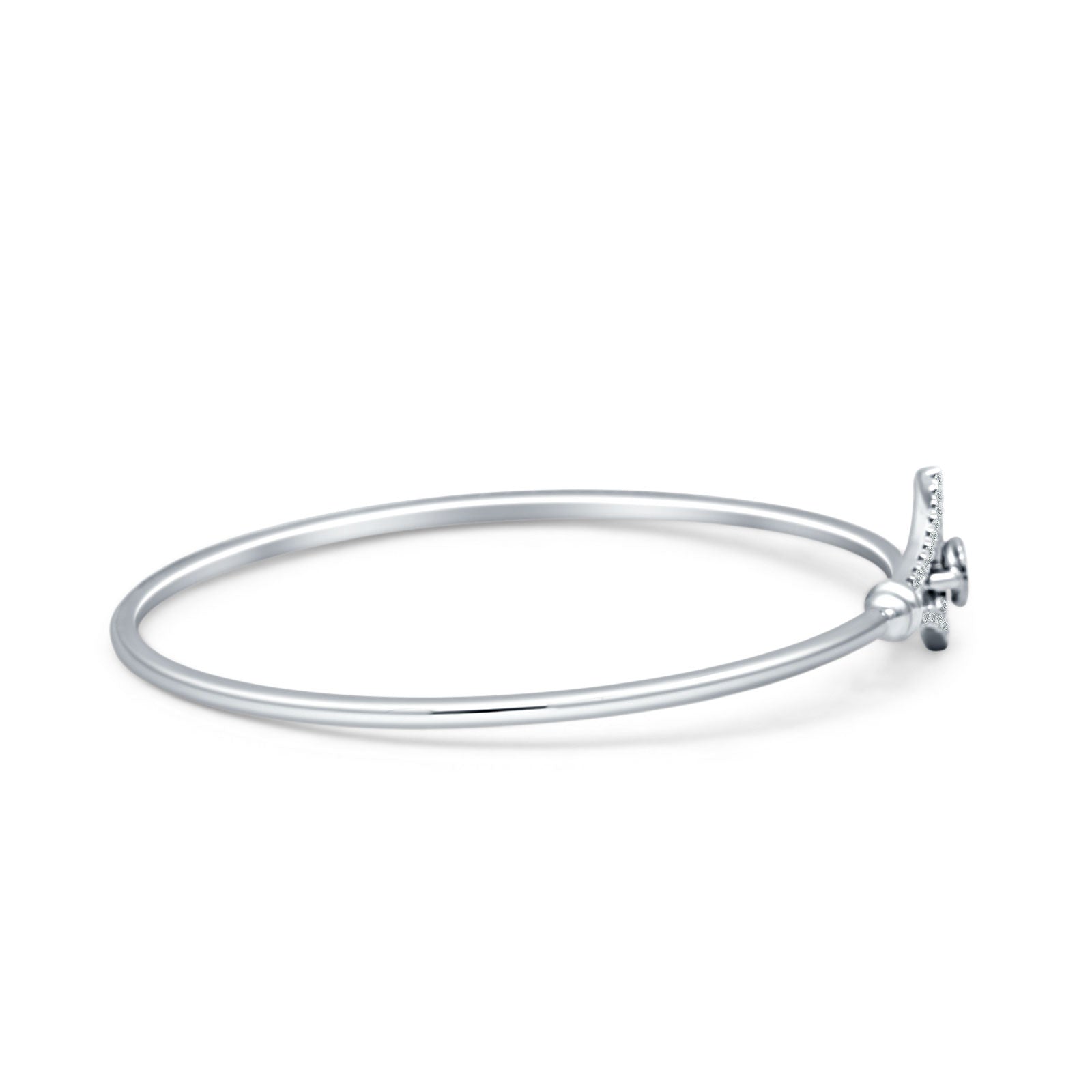 14K Gold 2.11mm Inter Quartet Bangle Bracelet Round Natural Diamond