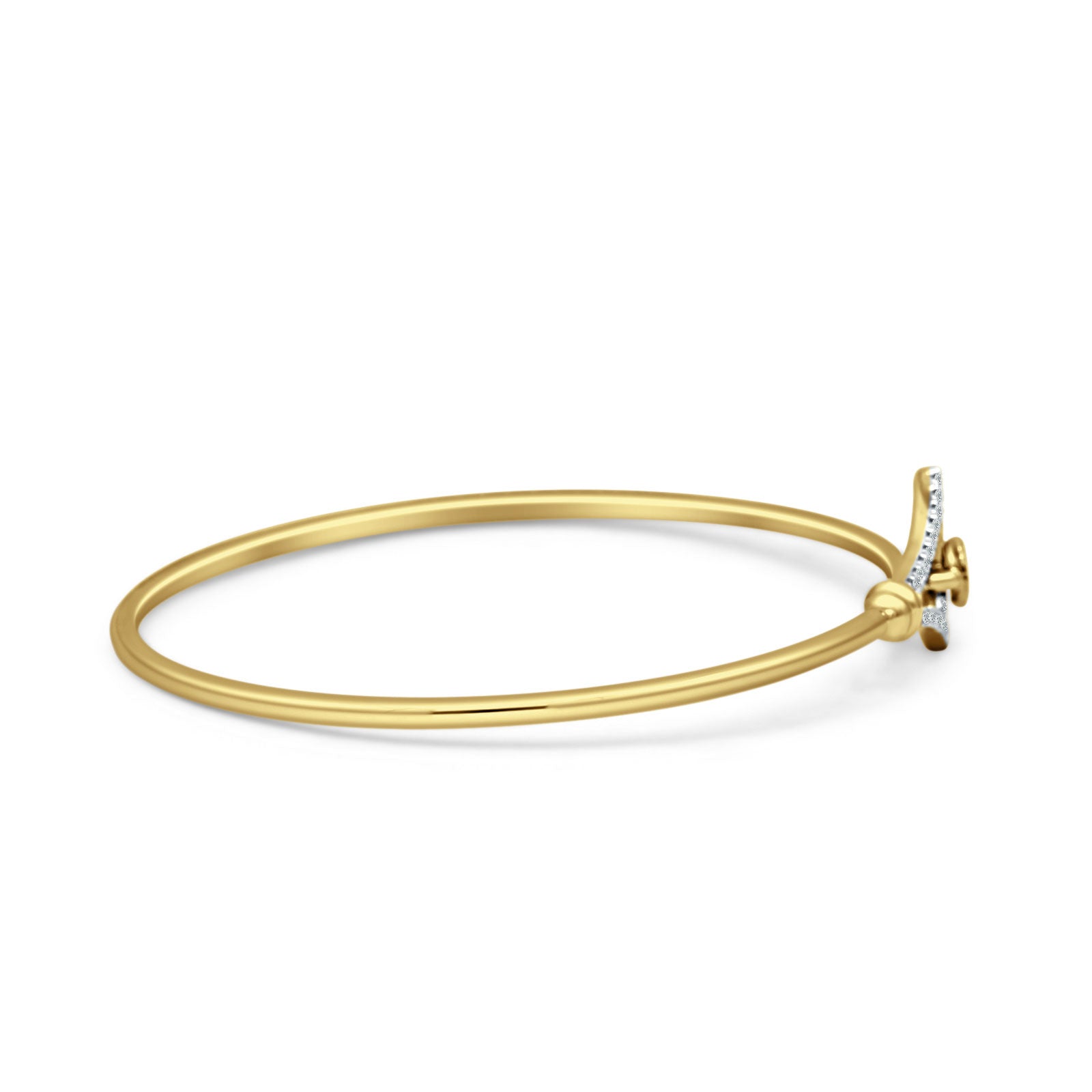 14K Gold 2.11mm Inter Quartet Bangle Bracelet Round Natural Diamond