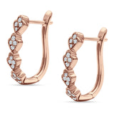 Leaf Style Hoop Earring Cubic Zirconia 925 Sterling Silver
