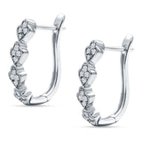 Leaf Style Hoop Earring Cubic Zirconia 925 Sterling Silver