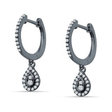 Pear Teardrop Hoop Earring Cubic Zirconia 925 Sterling Silver