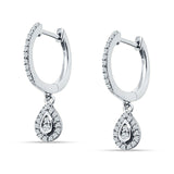 Pear Teardrop Hoop Earring Cubic Zirconia 925 Sterling Silver