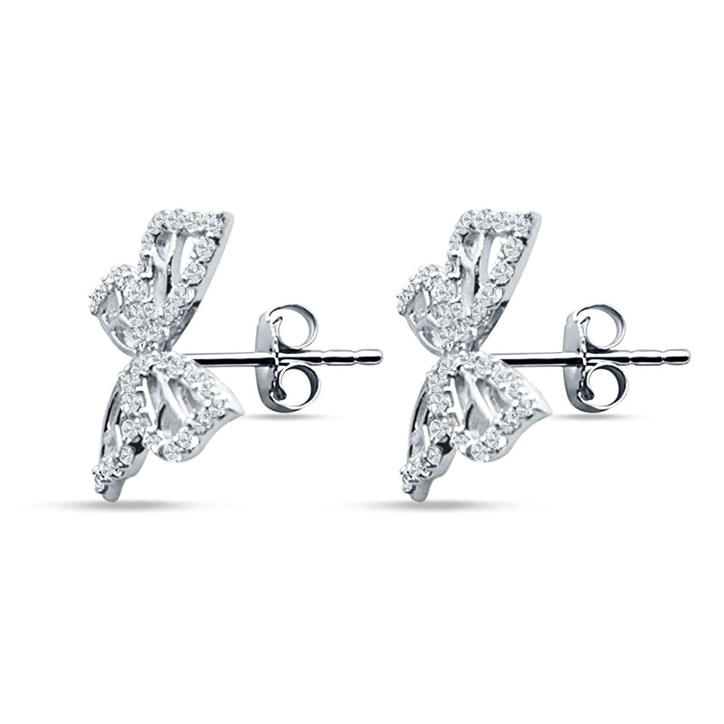 Butterfly Stud Earring Cubic Zirconia 925 Sterling Silver