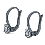 Cushion Round Halo Leverback Hoop Earring Cubic Zirconia 925 Sterling Silver