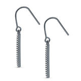 Round Cubic Zirconia 29mm Vertical Drop Bar Fishhook Earring 925 Sterling Silver