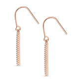 Round Cubic Zirconia 29mm Vertical Drop Bar Fishhook Earring 925 Sterling Silver