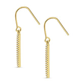 Round Cubic Zirconia 29mm Vertical Drop Bar Fishhook Earring 925 Sterling Silver