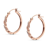 Round Twisted Infinity Hoop Earring Cubic Zirconia Two Tone 925 Sterling Silver