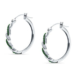 Round Twisted Infinity Hoop Earring Cubic Zirconia Two Tone 925 Sterling Silver