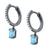 Emerald Cut Drop Dangle Hoop Earring Cubic Zirconia 925 Sterling Silver