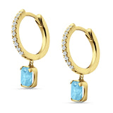 Emerald Cut Drop Dangle Hoop Earring Cubic Zirconia 925 Sterling Silver