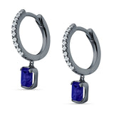 Emerald Cut Drop Dangle Hoop Earring Cubic Zirconia 925 Sterling Silver