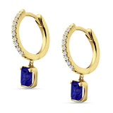 Emerald Cut Drop Dangle Hoop Earring Cubic Zirconia 925 Sterling Silver