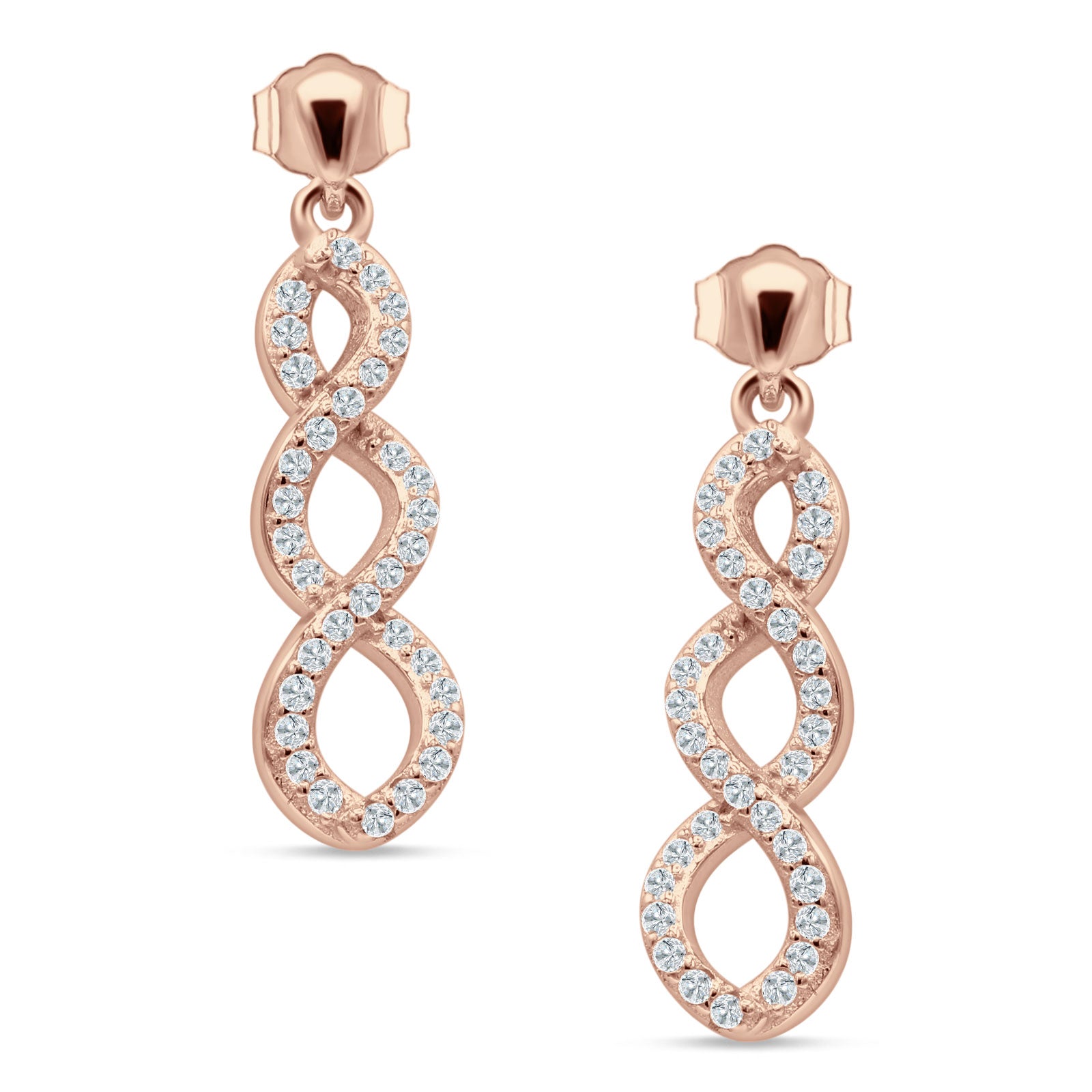 Twisted Infinity Stud Earring Cubic Zirconia 925 Sterling Silver