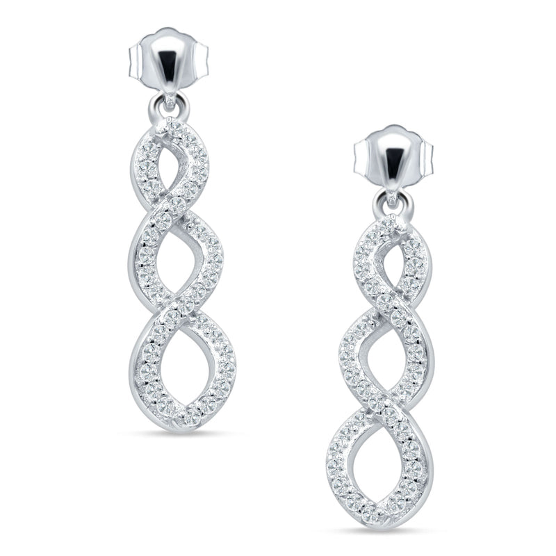 Twisted Infinity Stud Earring Cubic Zirconia 925 Sterling Silver