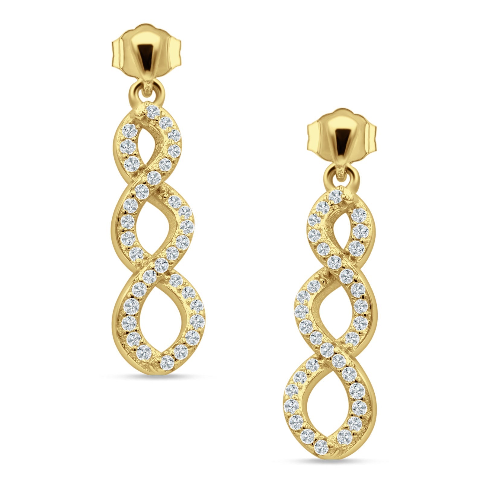 Twisted Infinity Stud Earring Cubic Zirconia 925 Sterling Silver