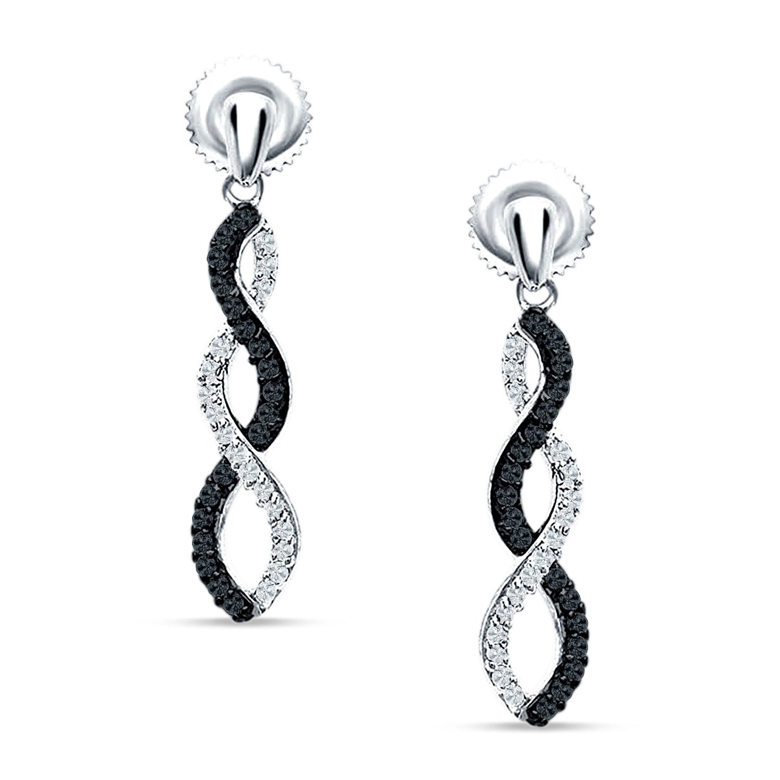 Twisted Infinity Stud Earring Cubic Zirconia 925 Sterling Silver