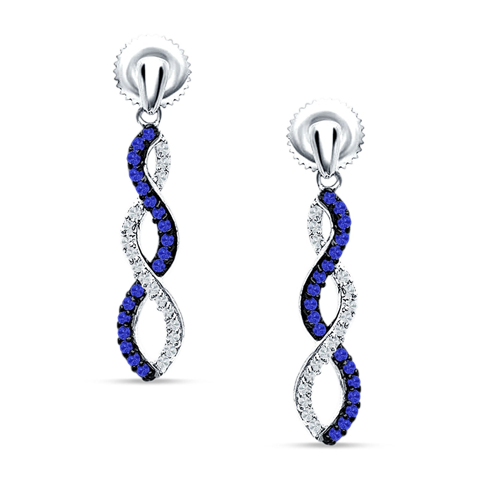 Twisted Infinity Stud Earring Cubic Zirconia 925 Sterling Silver