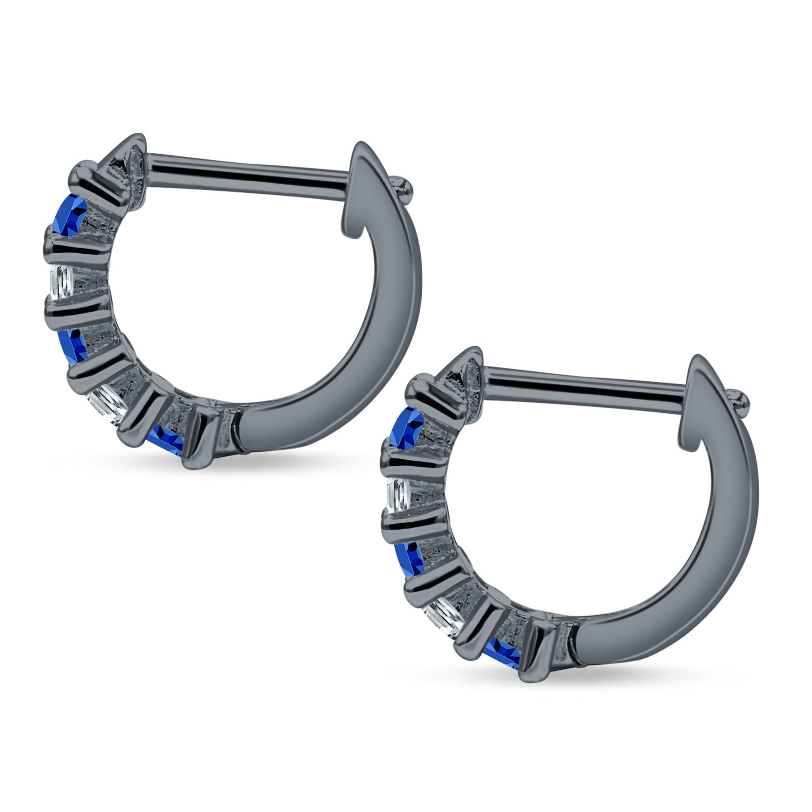 Minimalist Baguette Cubic Zirconia Huggie Hoop Earring Solid 925 Sterling Silver