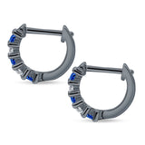 Minimalist Baguette Cubic Zirconia Huggie Hoop Earring Solid 925 Sterling Silver