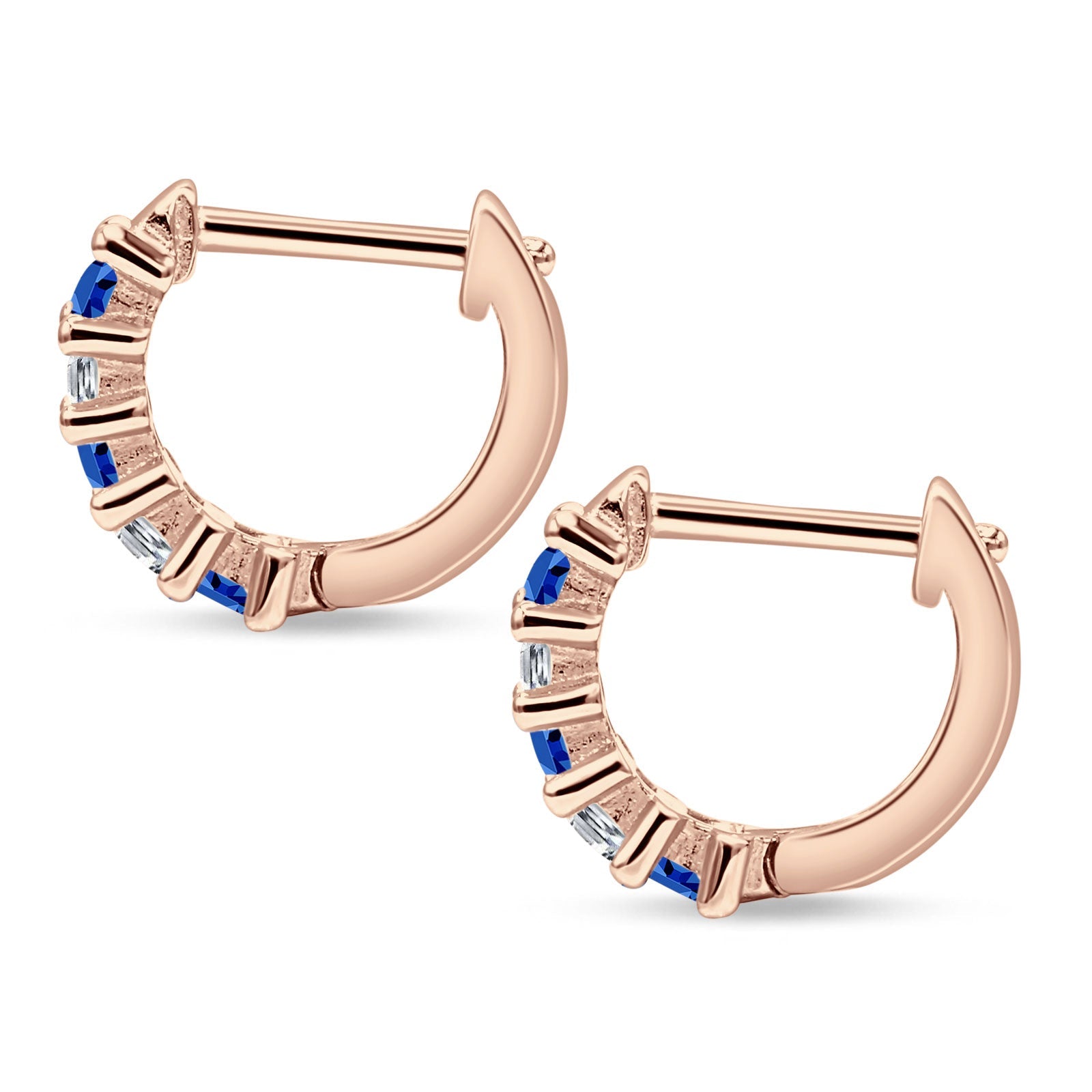 Minimalist Baguette Cubic Zirconia Huggie Hoop Earring Solid 925 Sterling Silver