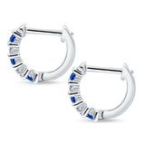 Minimalist Baguette Cubic Zirconia Huggie Hoop Earring Solid 925 Sterling Silver