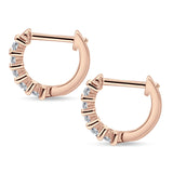 Minimalist Baguette Cubic Zirconia Huggie Hoop Earring Solid 925 Sterling Silver