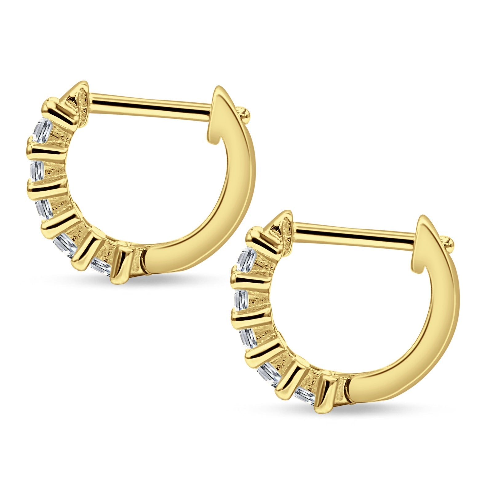 Minimalist Baguette Cubic Zirconia Huggie Hoop Earring Solid 925 Sterling Silver