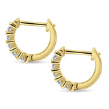 Minimalist Baguette Cubic Zirconia Huggie Hoop Earring Solid 925 Sterling Silver