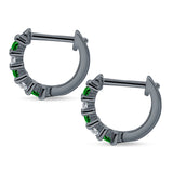 Minimalist Baguette Cubic Zirconia Huggie Hoop Earring Solid 925 Sterling Silver