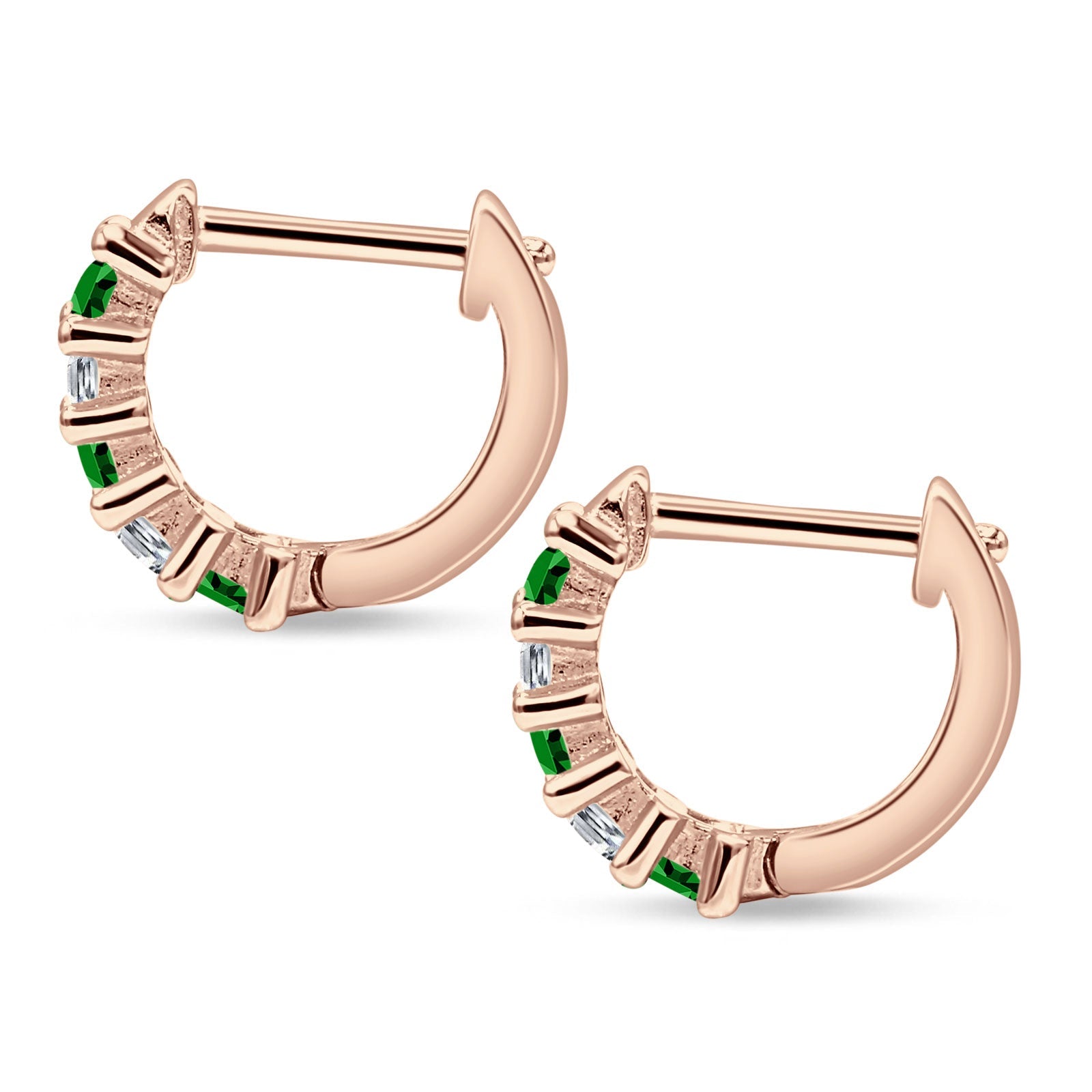 Minimalist Baguette Cubic Zirconia Huggie Hoop Earring Solid 925 Sterling Silver