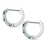 Minimalist Baguette Cubic Zirconia Huggie Hoop Earring Solid 925 Sterling Silver