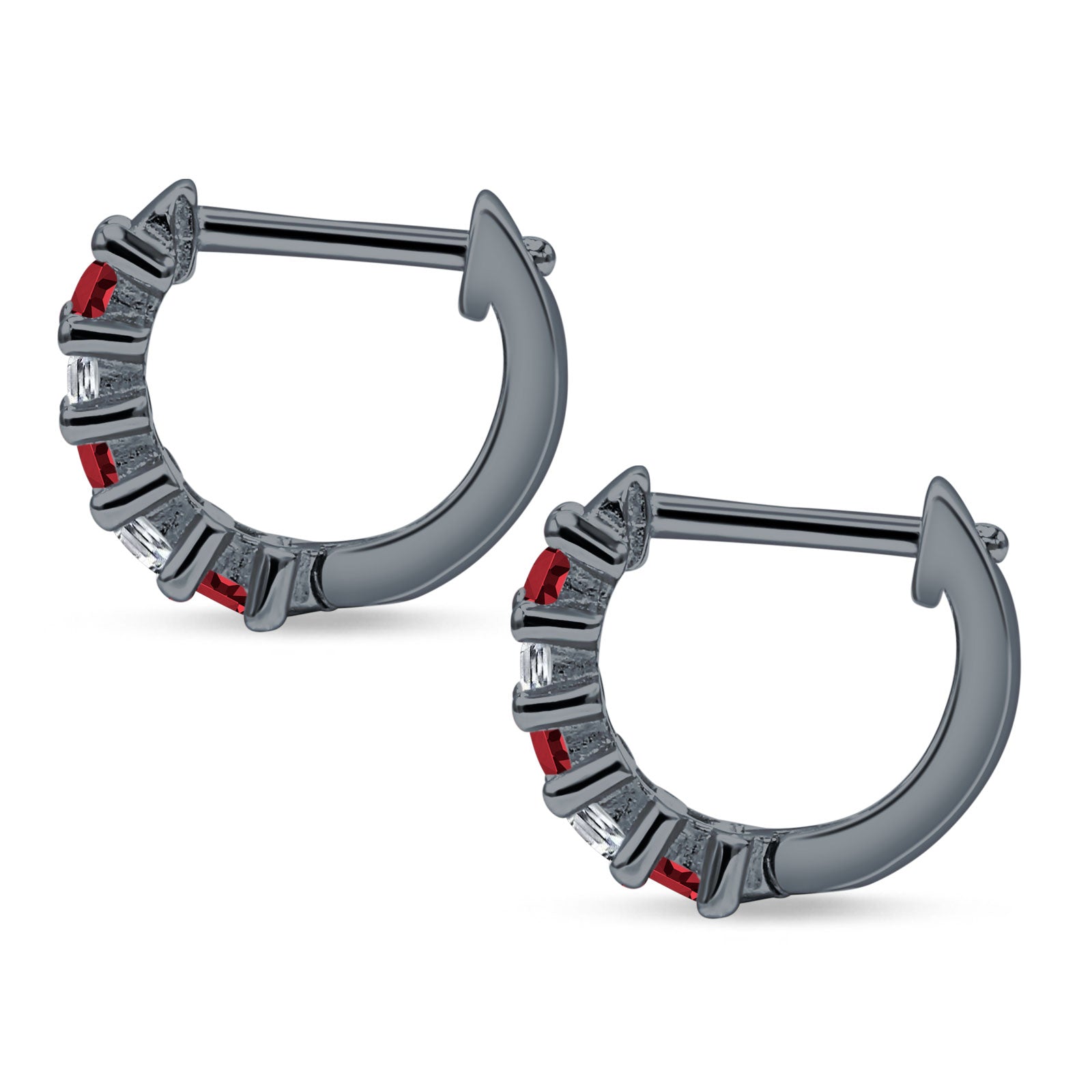 Minimalist Baguette Cubic Zirconia Huggie Hoop Earring Solid 925 Sterling Silver