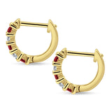 Minimalist Baguette Cubic Zirconia Huggie Hoop Earring Solid 925 Sterling Silver