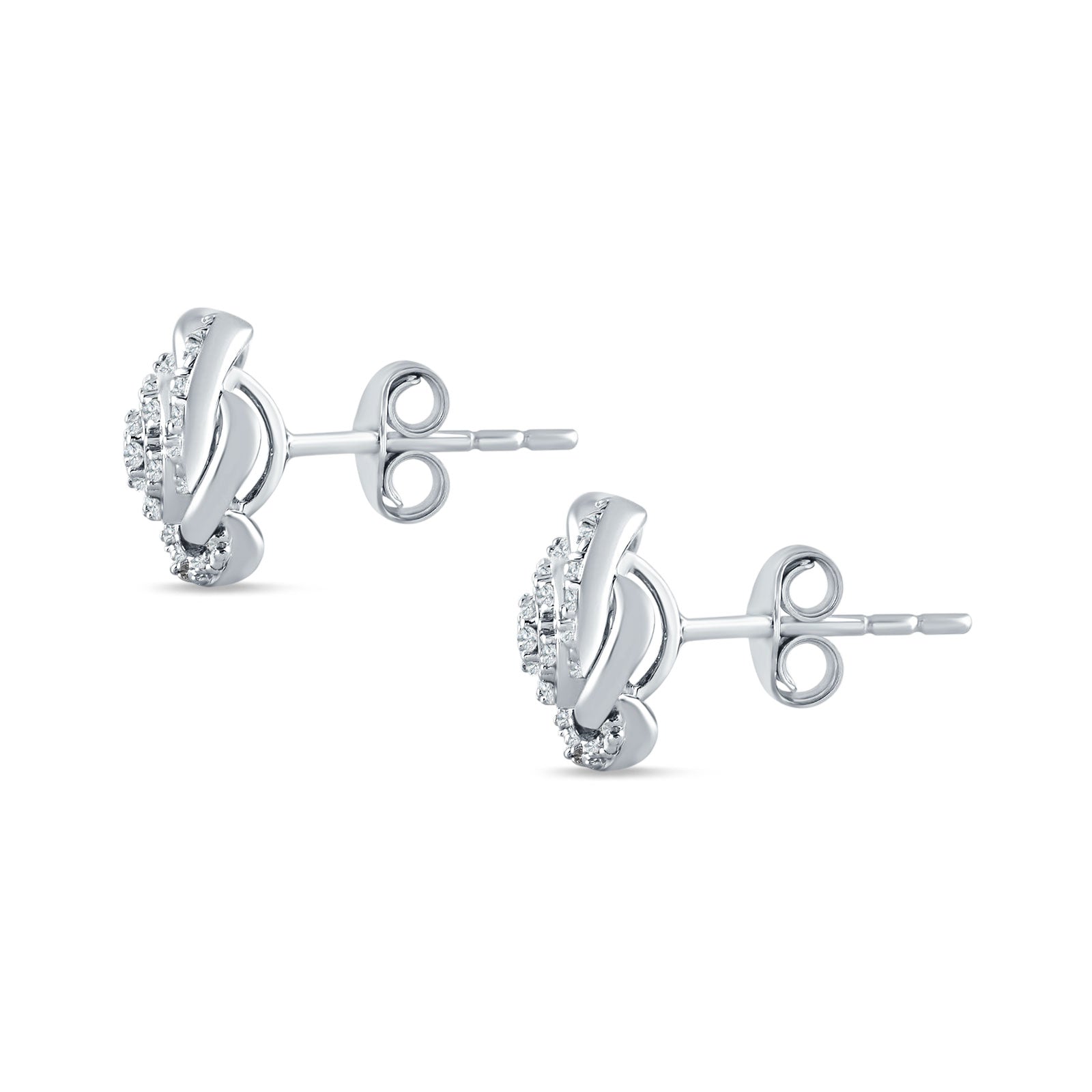 Floral Cluster Stud Earring Cubic Zirconia 925 Sterling Silver