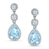 Pear Teardrop Halo Drop Dangle Earring Cubic Zirconia 925 Sterling Silver