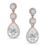 Pear Teardrop Halo Drop Dangle Earring Cubic Zirconia 925 Sterling Silver