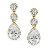 Pear Teardrop Halo Drop Dangle Earring Cubic Zirconia 925 Sterling Silver