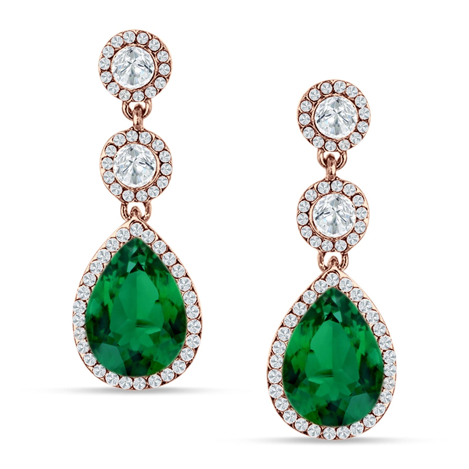 Pear Teardrop Halo Drop Dangle Earring Cubic Zirconia 925 Sterling Silver