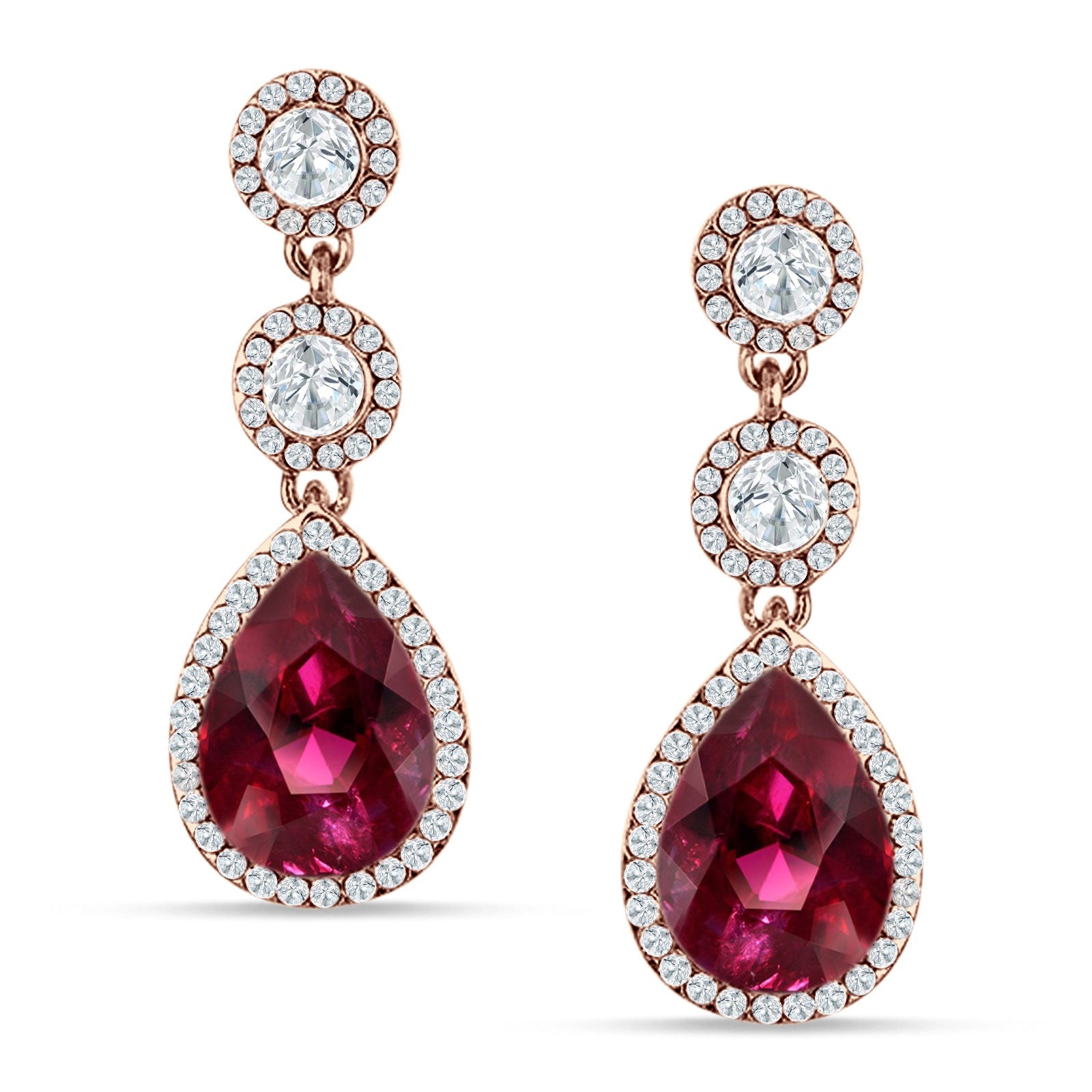 Pear Teardrop Halo Drop Dangle Earring Cubic Zirconia 925 Sterling Silver